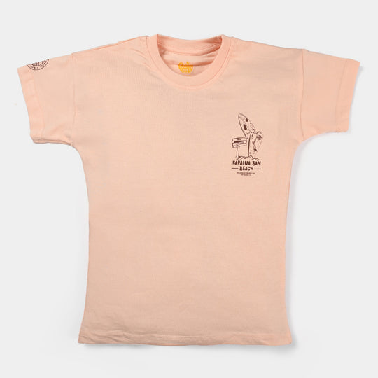 Boys Cotton Jersey T-Shirt H/S Beach -Peach