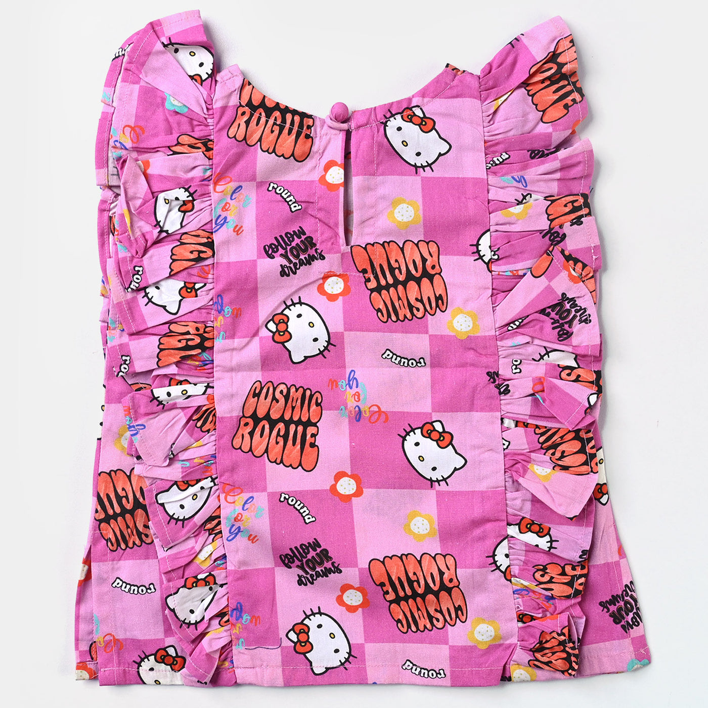 Infant Girls Cotton Poplin Co-ord Set Kitty Party-Pink