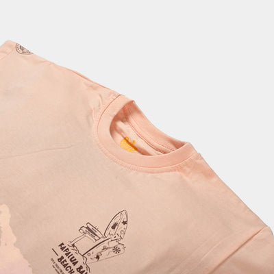 Boys Cotton Jersey T-Shirt H/S Beach -Peach