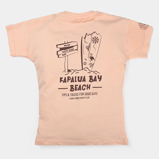 Boys Cotton Jersey T-Shirt H/S Beach -Peach