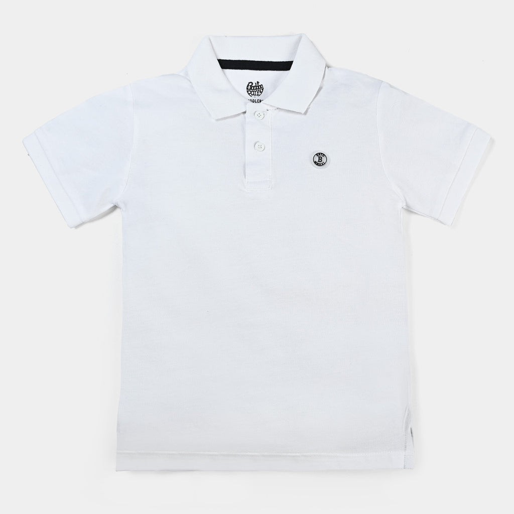 Infant Boys Cotton PK Polo T-Shirt Basic-White