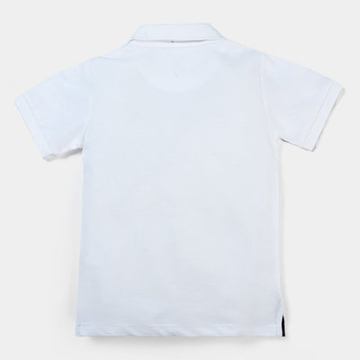 Infant Boys Cotton PK Polo T-Shirt Basic-White