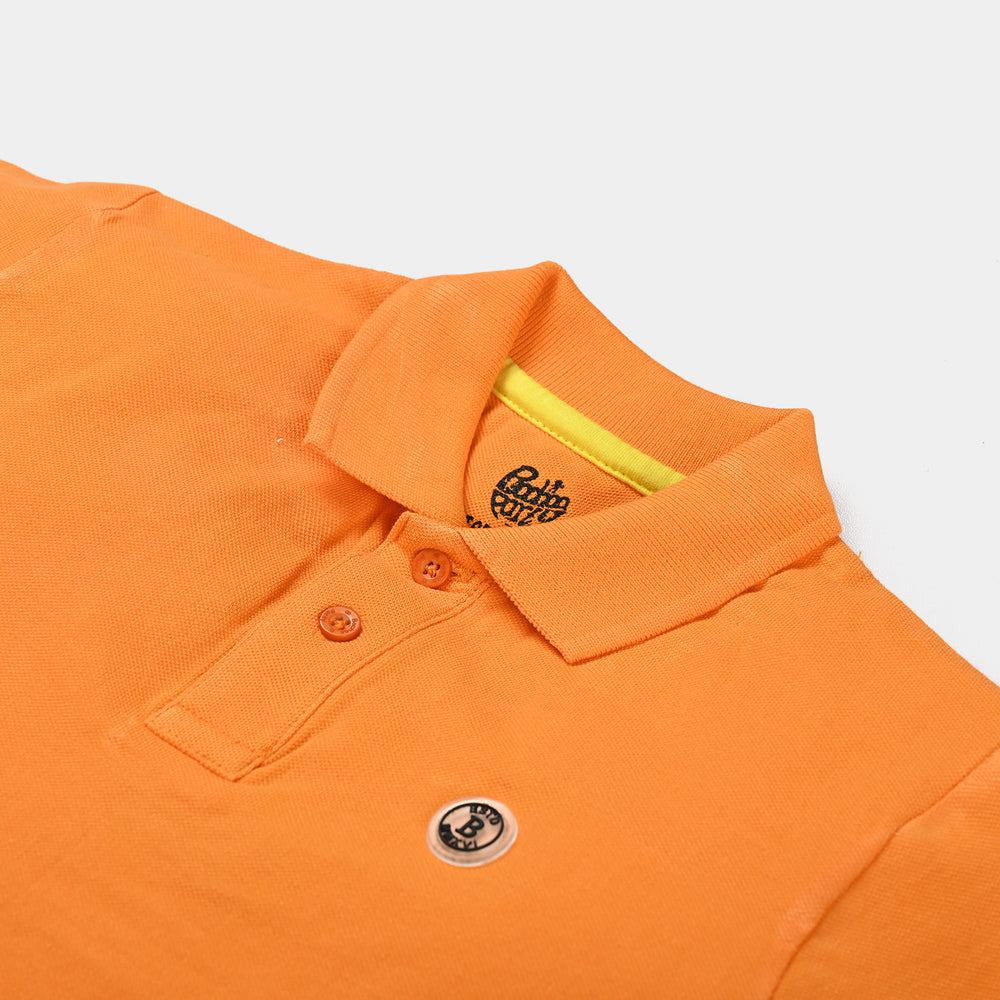 Boys Cotton PK Polo T-Shirt Basic-B. Marigold