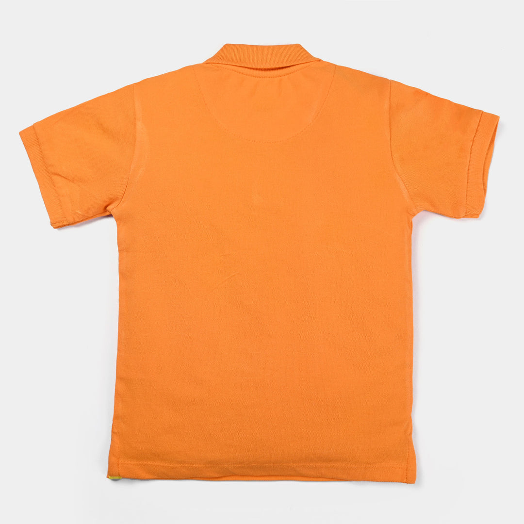 Boys Cotton PK Polo T-Shirt Basic-B. Marigold