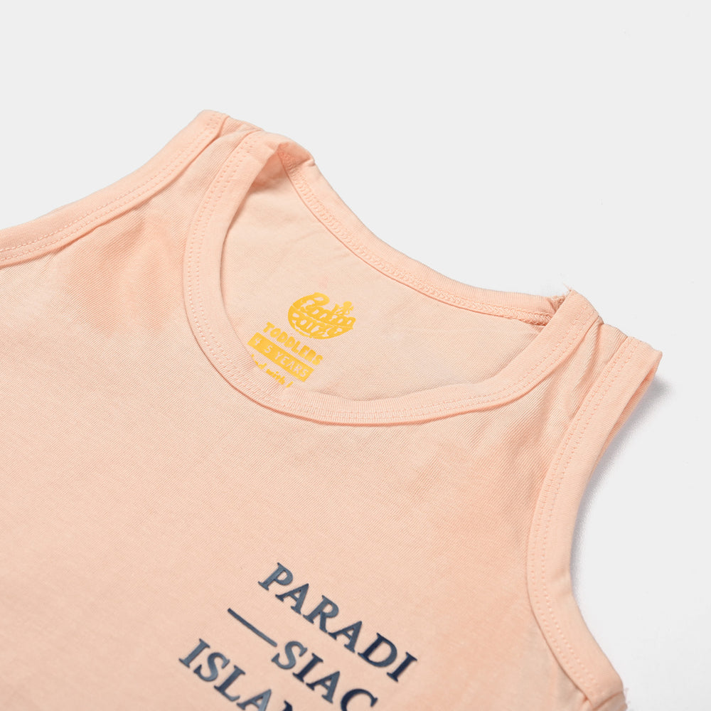 Boys Cotton Jersey Sando Paradise Island -Peach