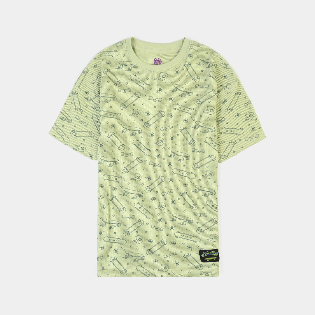 Boys Thermal T-Shirt Palm Tree & Van - Green