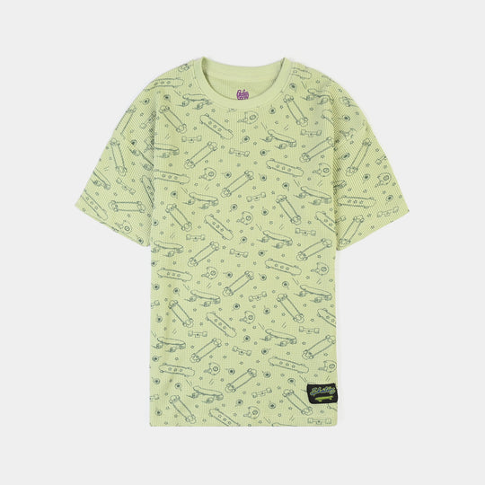 Boys Thermal T-Shirt Palm Tree & Van - Green