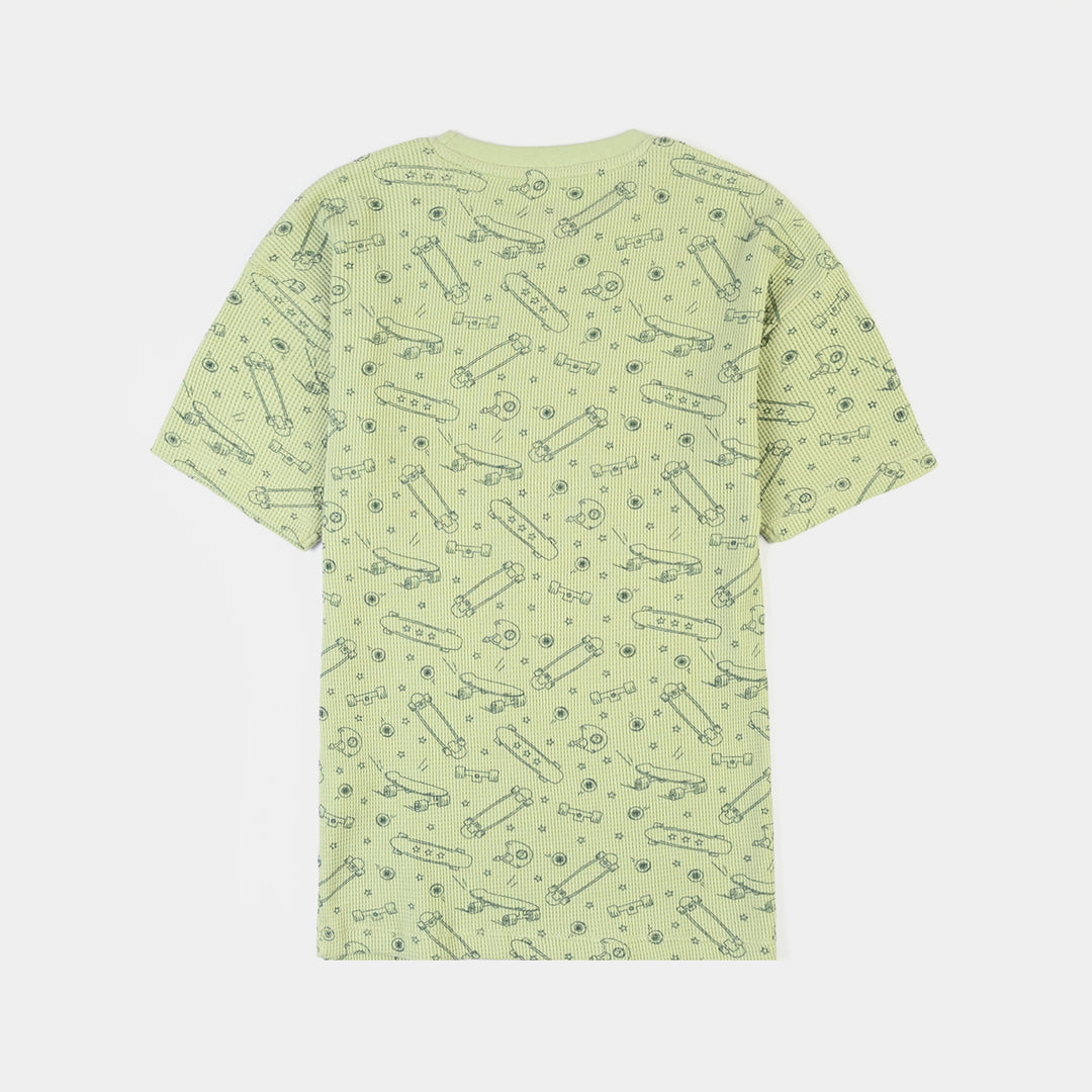 Boys Thermal T-Shirt Palm Tree & Van - Green