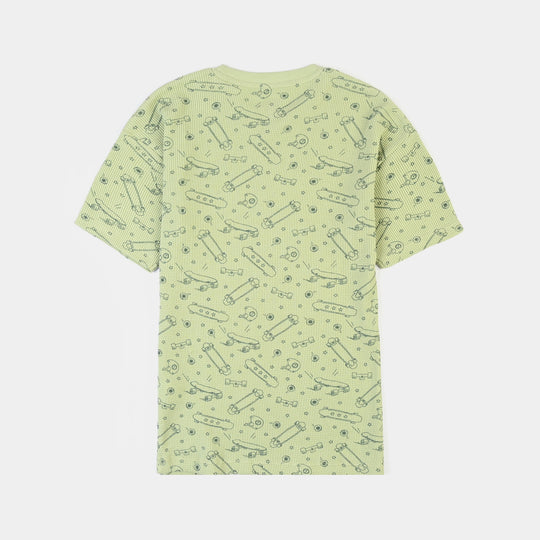 Boys Thermal T-Shirt Palm Tree & Van - Green