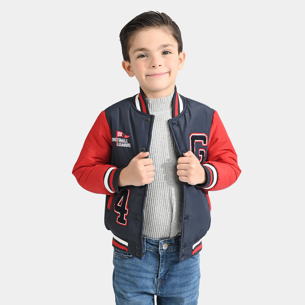 Boys Quilted Jacket Varsity-G-R Navy