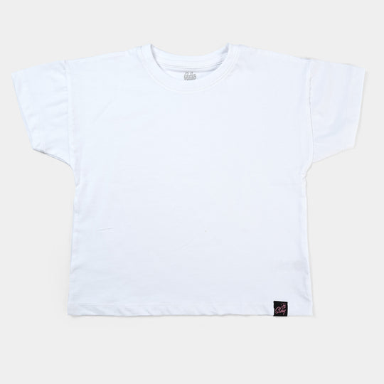 Girls Lycra Jersey T-Shirt H/S Basic-White