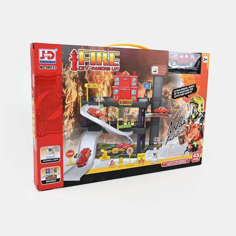 Police and Fire Station Garage Toys with Tracks