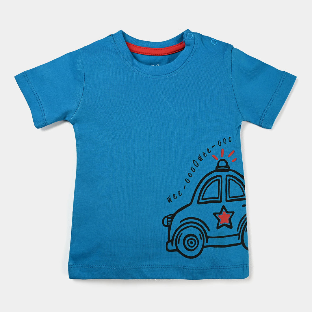 Infant Boys Slub Jersey T-Shirt Car-Blue Price in Pakistan