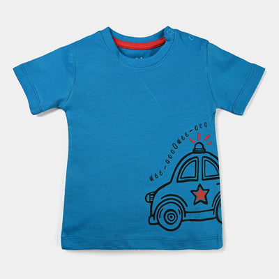 Infant Boys Slub Jersey T-Shirt Car-Blue