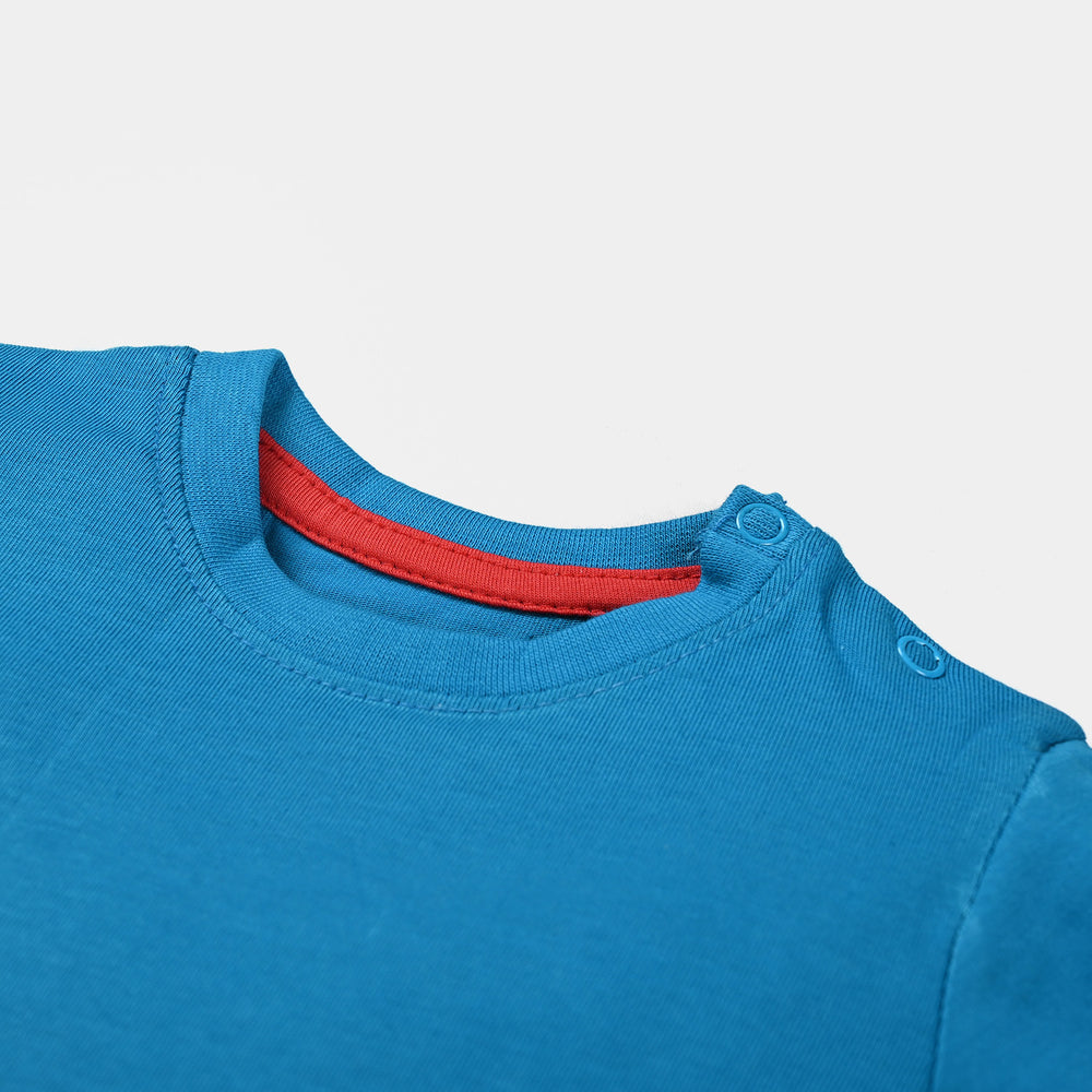 Infant Boys Slub Jersey T-Shirt Car-Blue