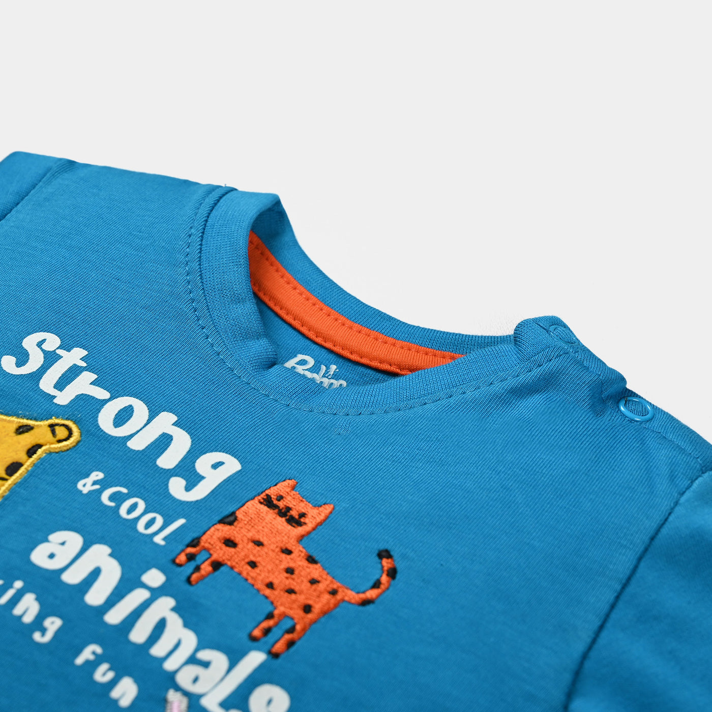 Infant Boys Slub Jersey T-Shirt Strong Animals-Blue