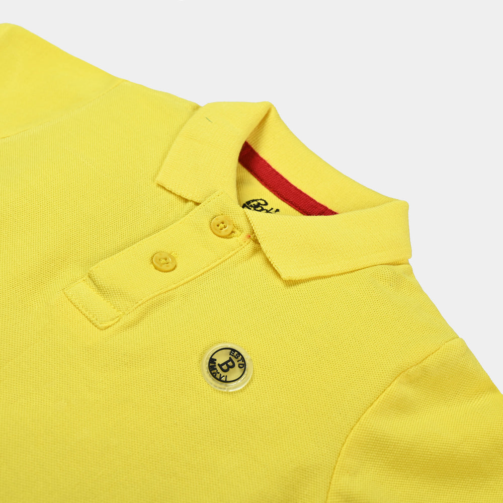 Infant Boys Cotton PK Polo T-Shirt Basic-B. Yellow