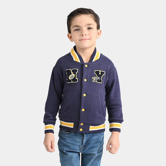 Boys Fleece Knitted Jacket NY-Navy Blue