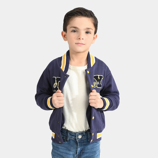 Boys Fleece Knitted Jacket NY-Navy Blue