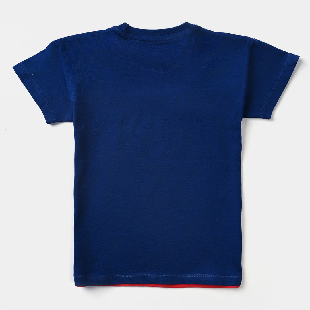 Boys Cotton Jersey T-Shirt H/S Friends Are Great-Blue