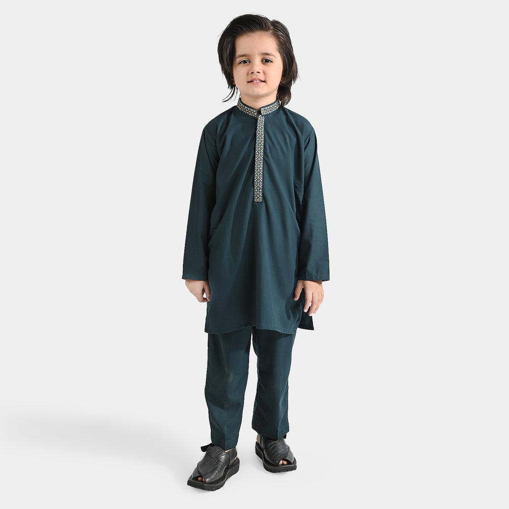 Boys Poly Viscose Pyjama Suit (Ethnic Funk)-T.Green