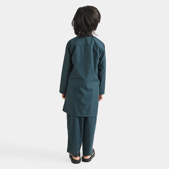 Boys Poly Viscose Pyjama Suit (Ethnic Funk)-T.Green