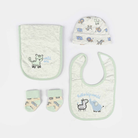 Baby Gear 4-Piece Cap & Bib Set