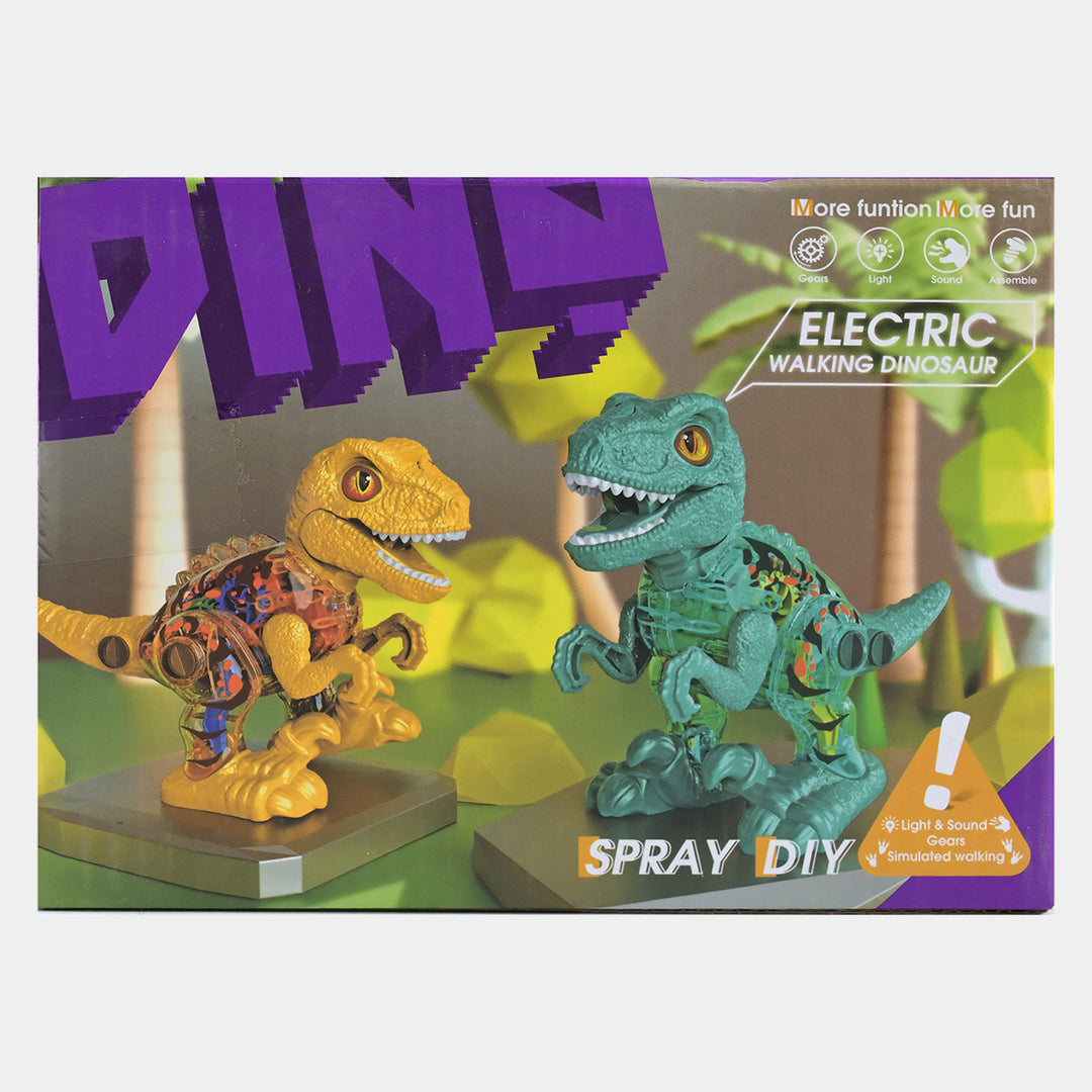 Transparent Raptor Dino With Light & Music For Kids