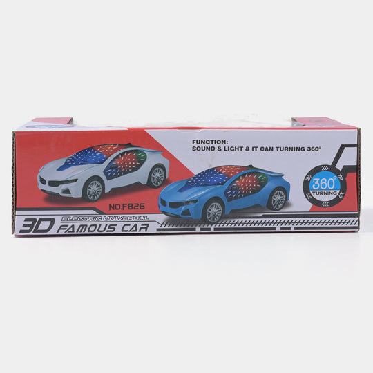 3D Famous Car Toy With Light & Music For Kids