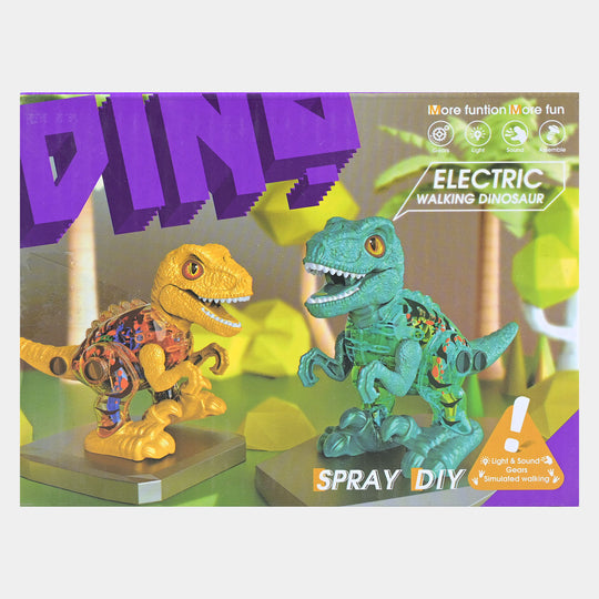 Transparent Raptor Dino With Light & Music For Kids