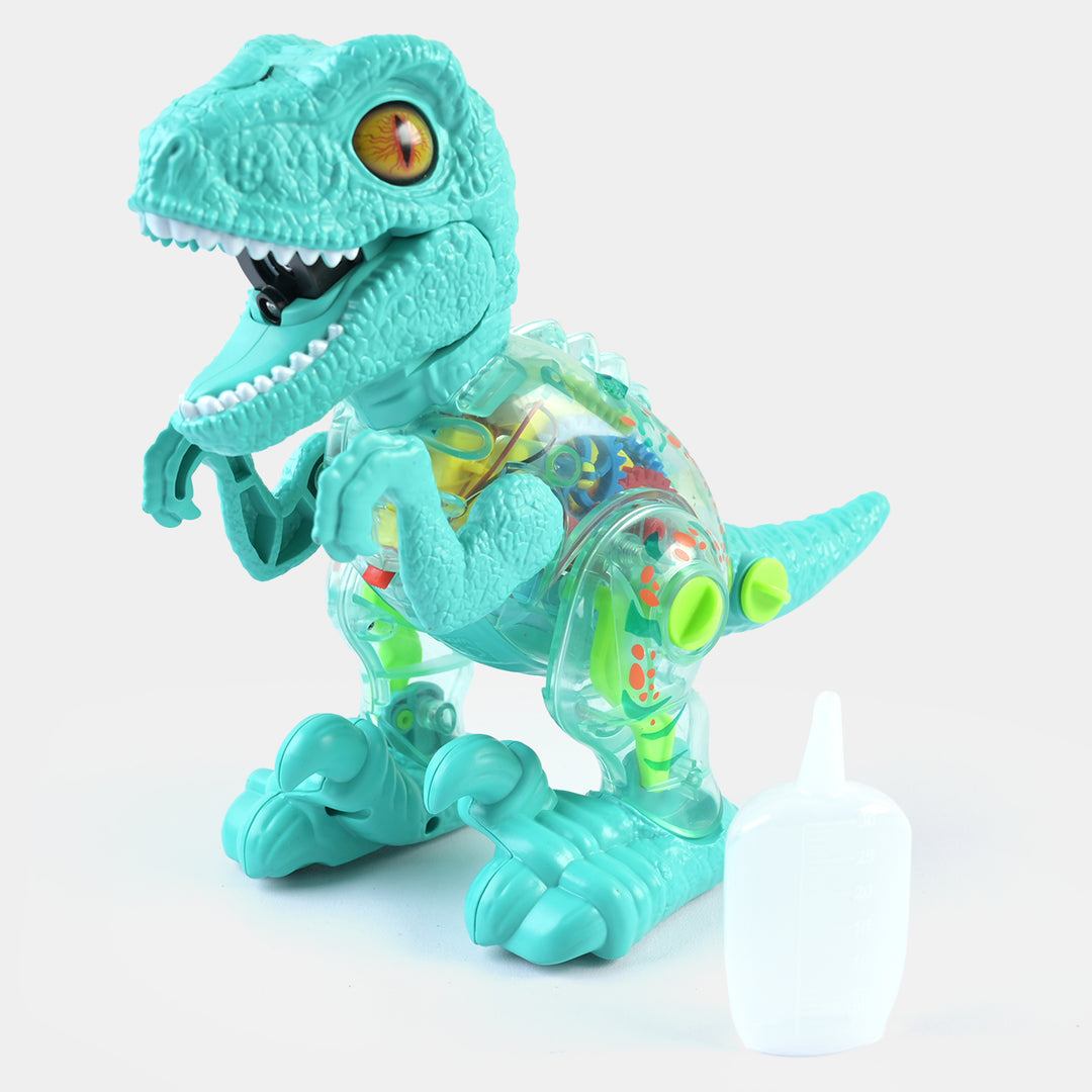 Transparent Raptor Dino With Light & Music For Kids