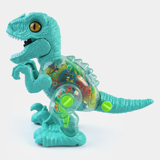 Transparent Raptor Dino With Light & Music For Kids