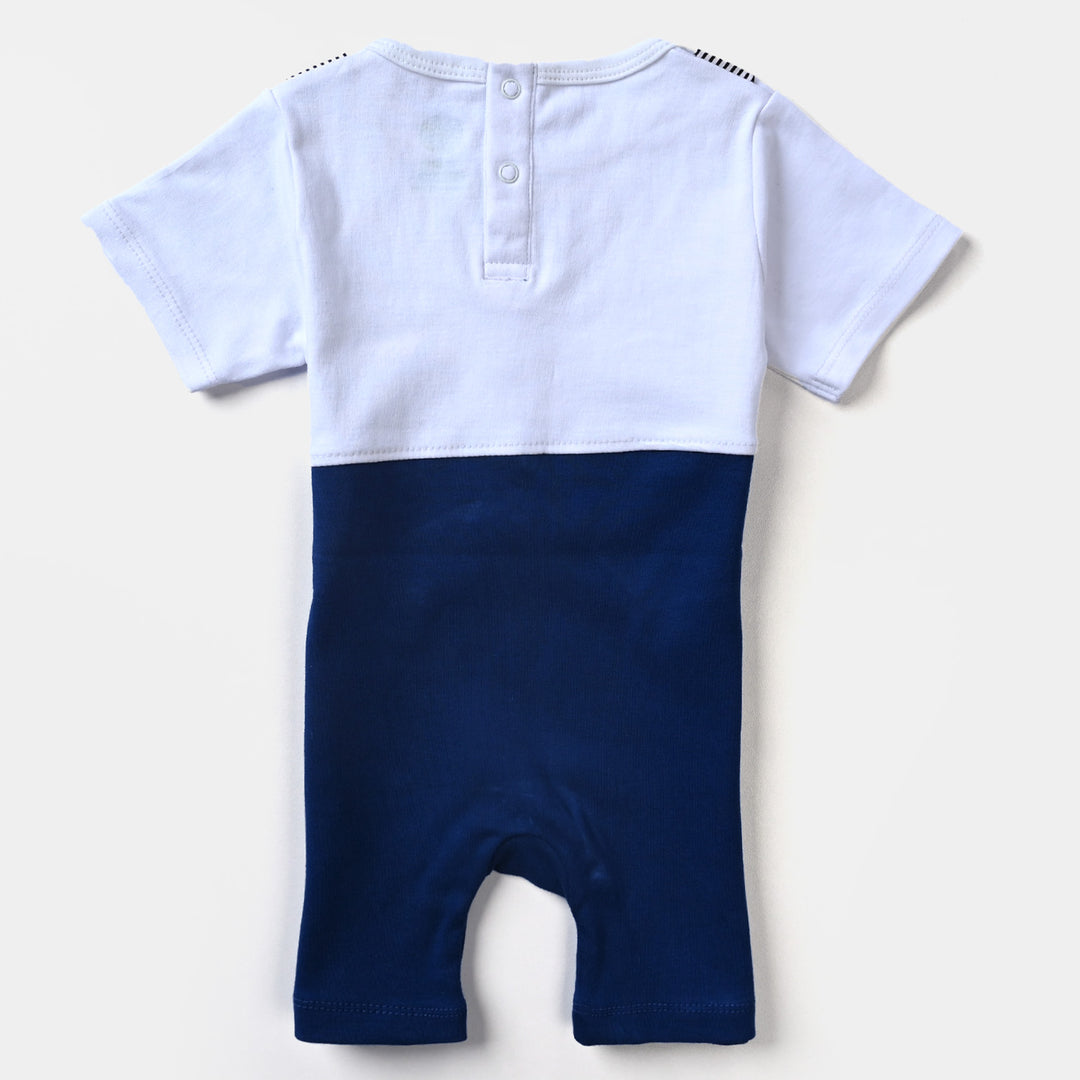 Infant Boys Cotton Interlock Knitted Romper West Coat-White
