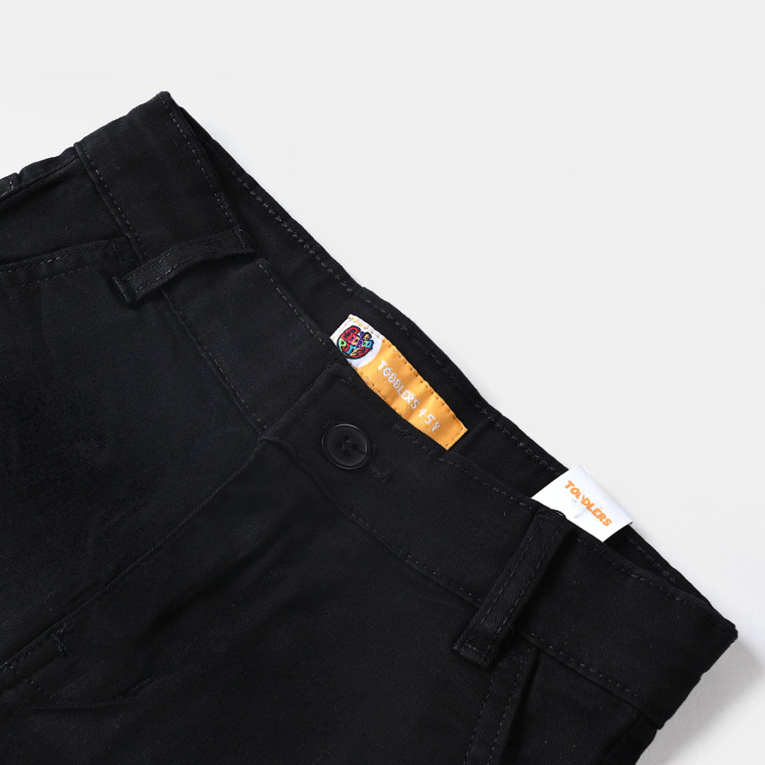 Boys Cotton Twill Short Character-BLACK