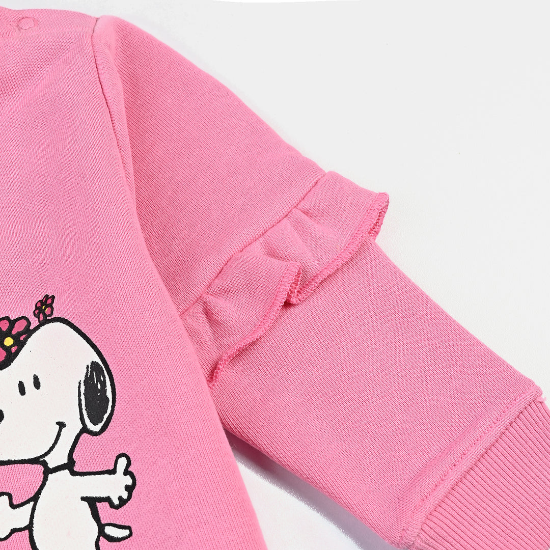 Infant Girls Cotton Terry Sweatshirt Character-Sachet Pink