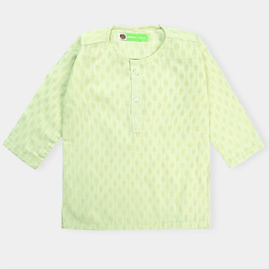 Infant Boys Poly Cotton Woven Basic Kurta Burn Out | L-Green