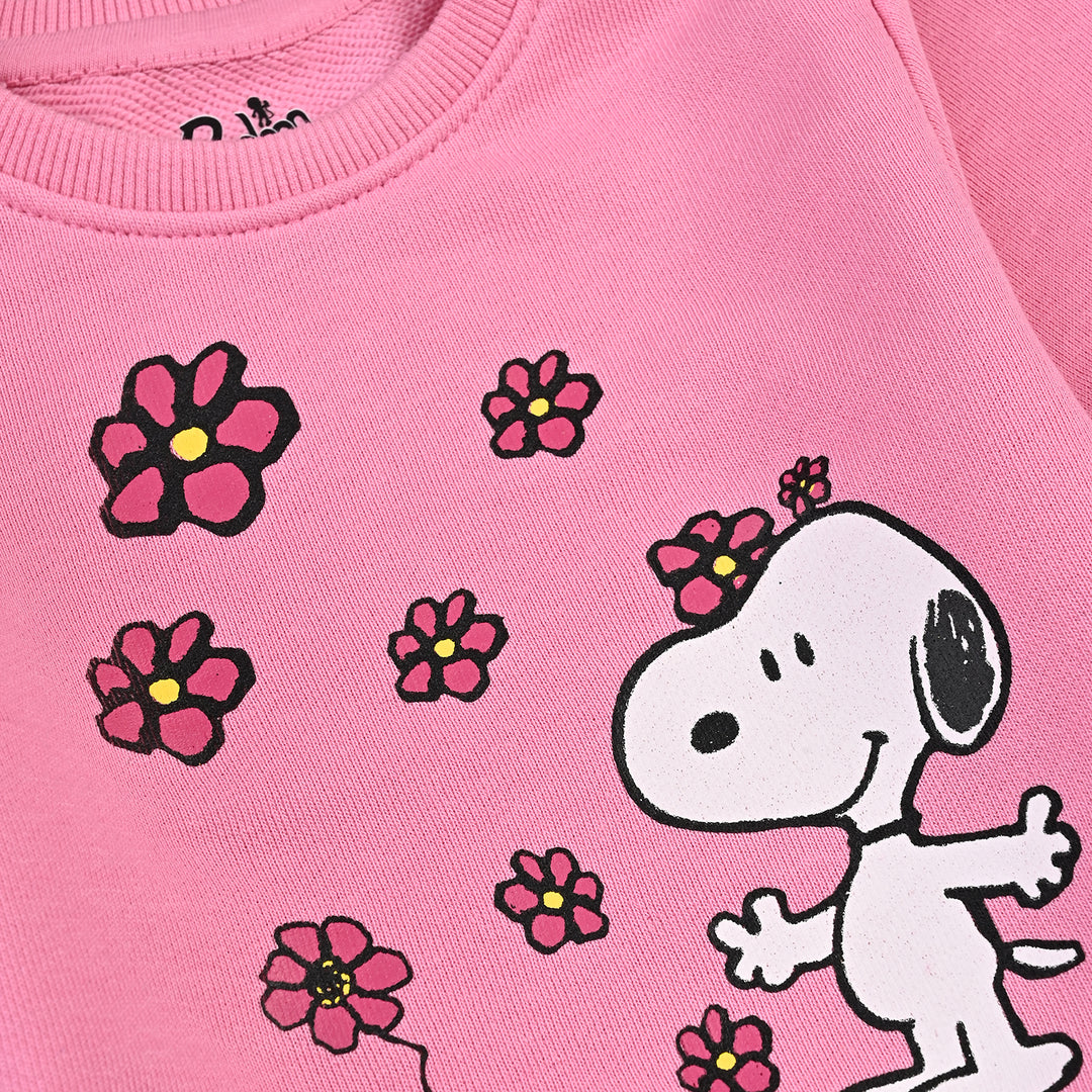 Infant Girls Cotton Terry Sweatshirt Character-Sachet Pink