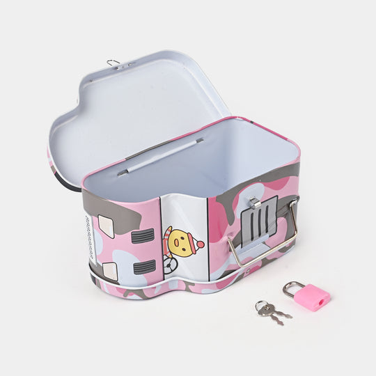 Metal Coin/Money Box with Lock For Kids