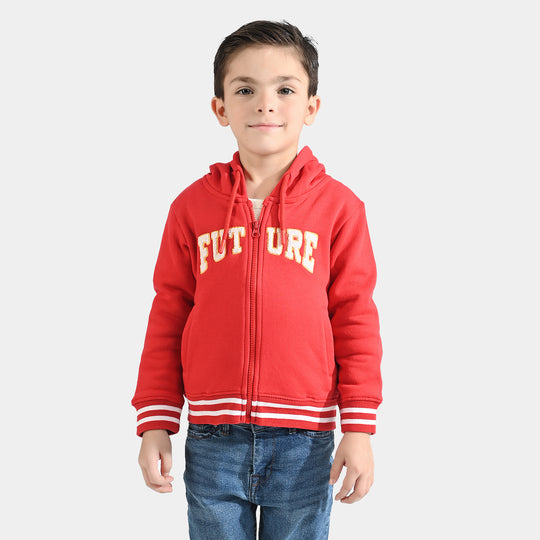 Boys Fleece Knitted Jacket Future-Racing Red