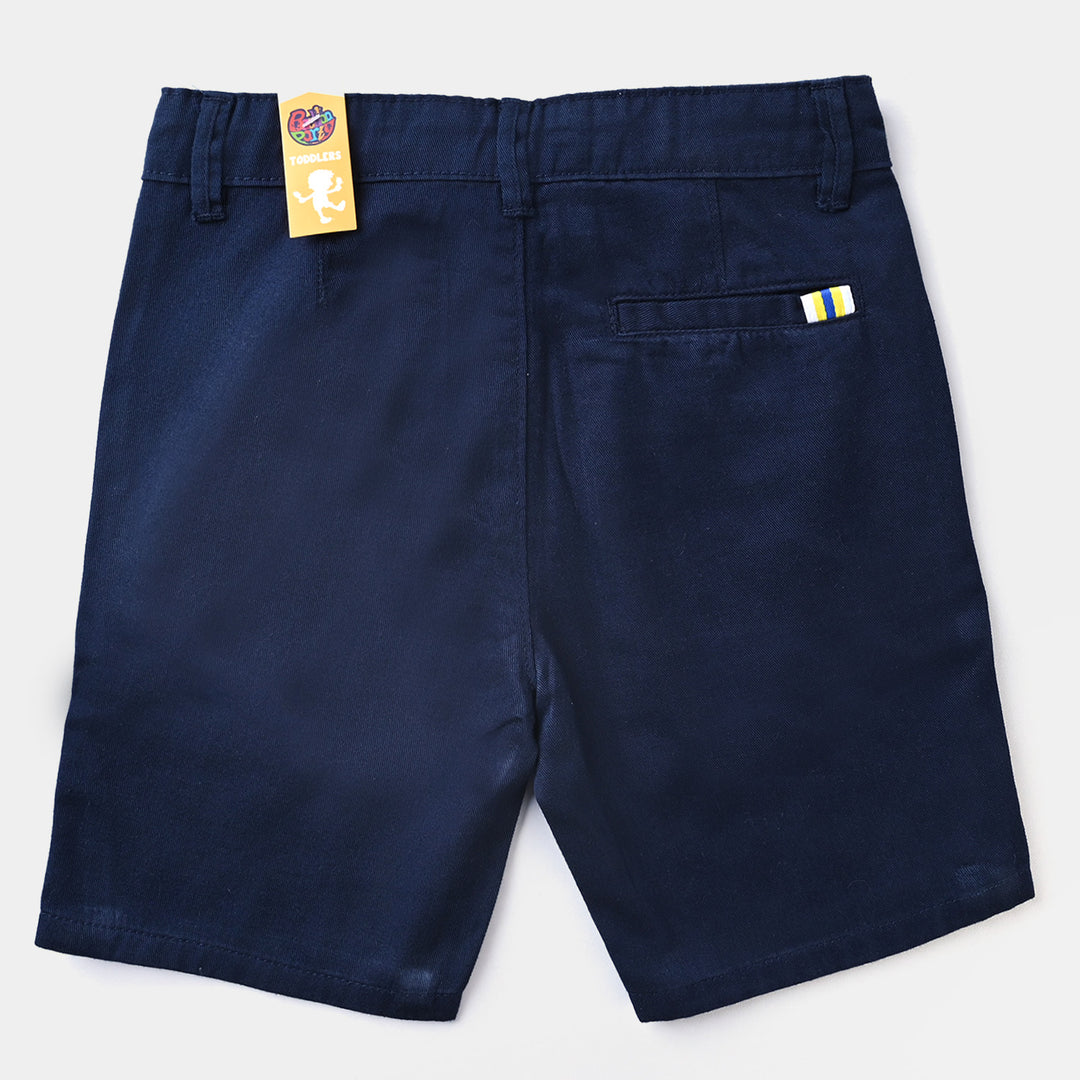 Boys Cotton Twill Short Colored Tape-NAVY