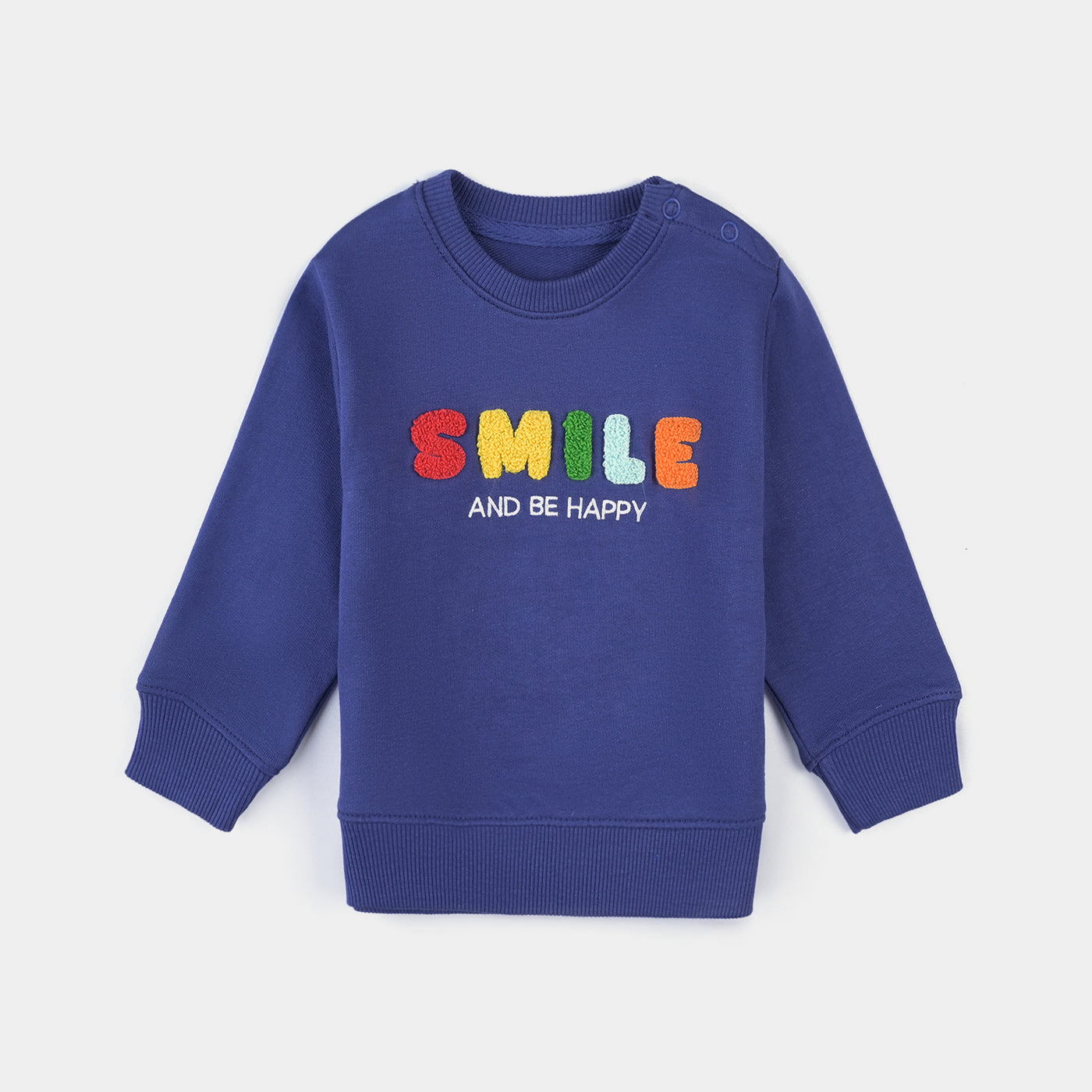 Infant Boys Cotton Terry Sweatshirt Smile-Navy Blue