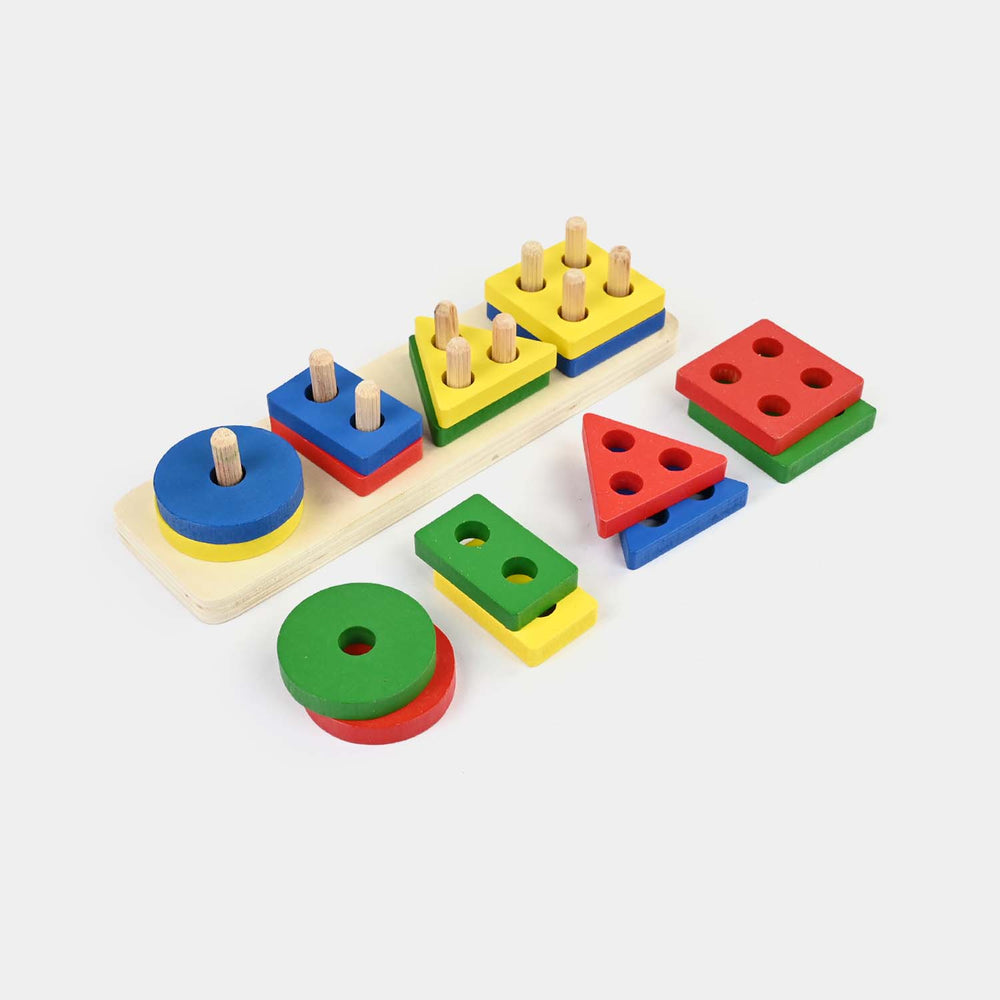 Geometric Shape Sorter & Stacker Wooden Toy