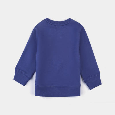 Infant Boys Cotton Terry Sweatshirt Smile-Navy Blue