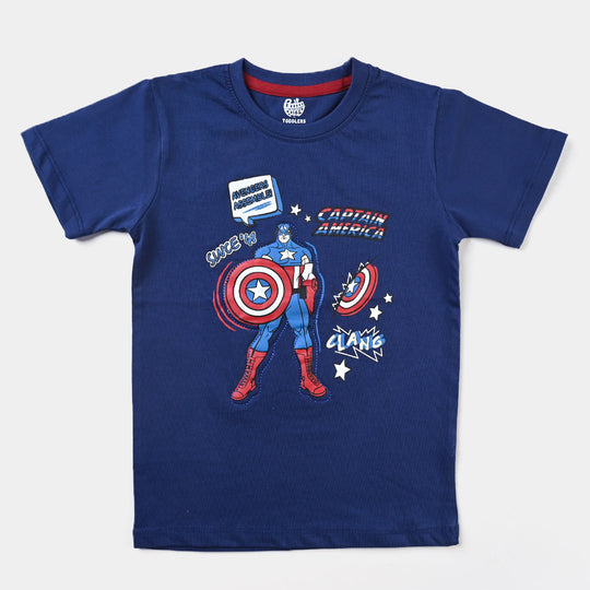 Boys Slub Jersey T-Shirt H/S Character-Navy Blue