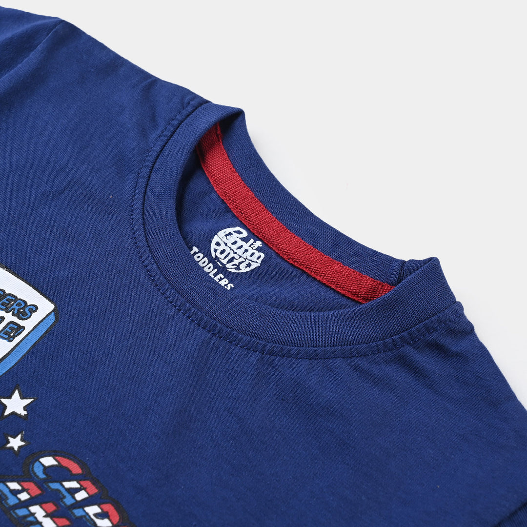 Boys Slub Jersey T-Shirt H/S Character-Navy Blue