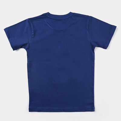 Boys Slub Jersey T-Shirt H/S Character-Navy Blue
