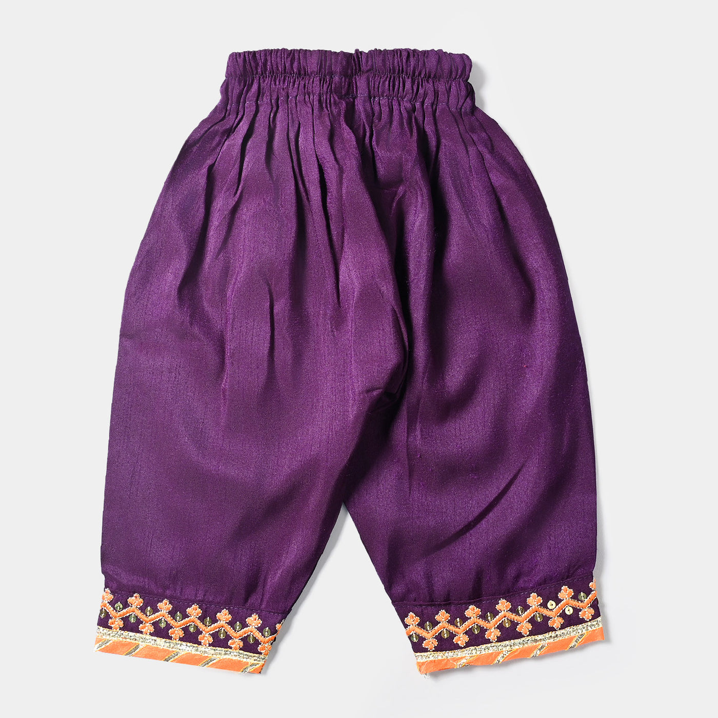 Infant Girls Raw Silk 3PCs Suit Naqsh-Purple