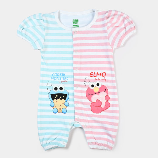 Infant Girls Cotton Knitted Romper Cookie Monster-White