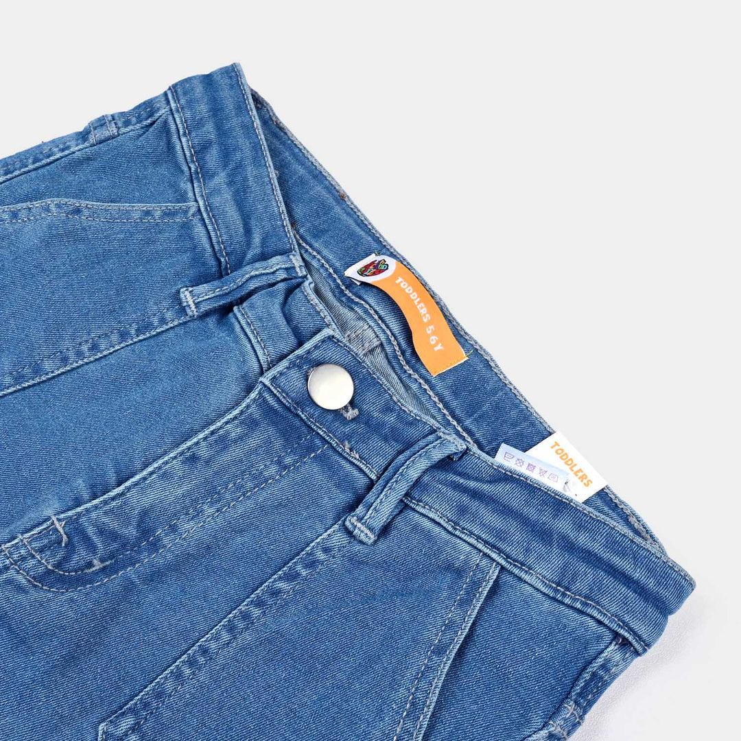 Girls Denim Pant Cargo-LIGHT BLUE