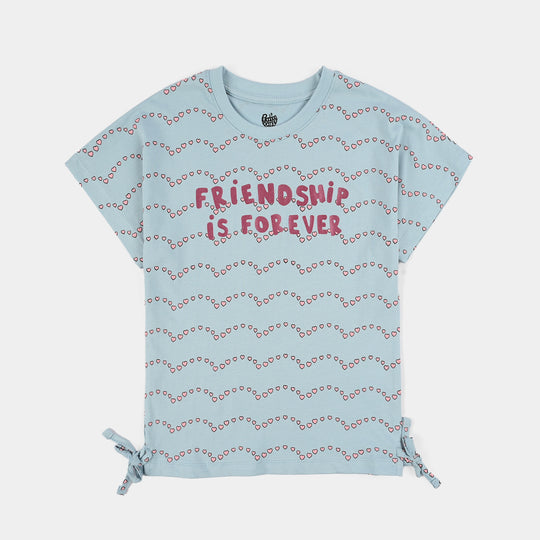 Girls Jersey/Terry T-Shirt (Friendship) - Blue